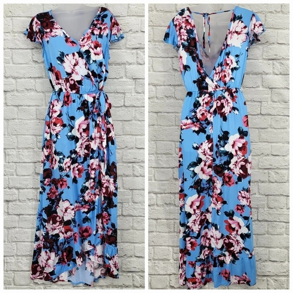 BAND OF GYPSIES Women's Size Medium Floral Side Tie Open Back with tie Dress NEW - Picture 1 of 13